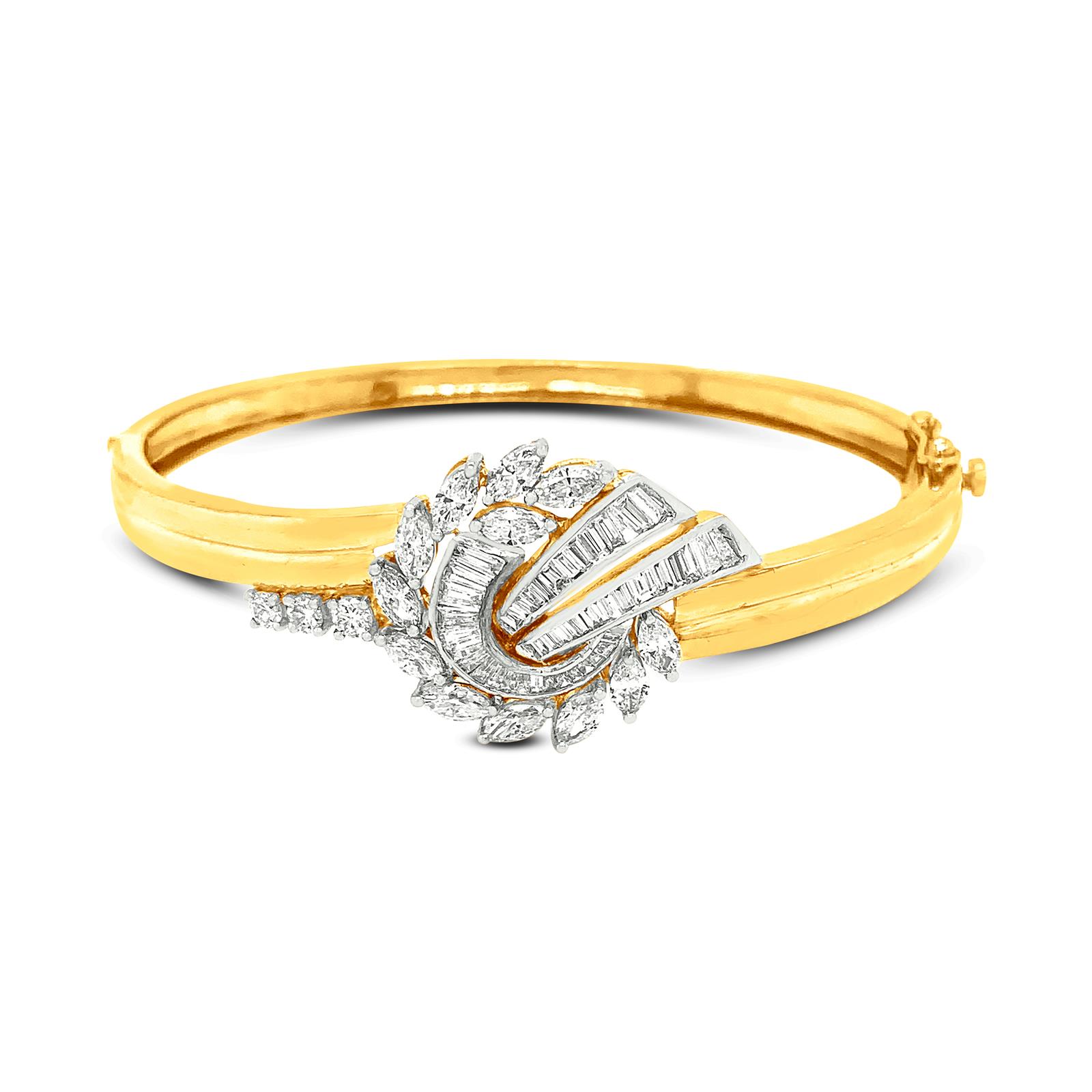 Center Design Diamond Bracelet In 18K Yellow Gold | Nemichand Bamalwa ...