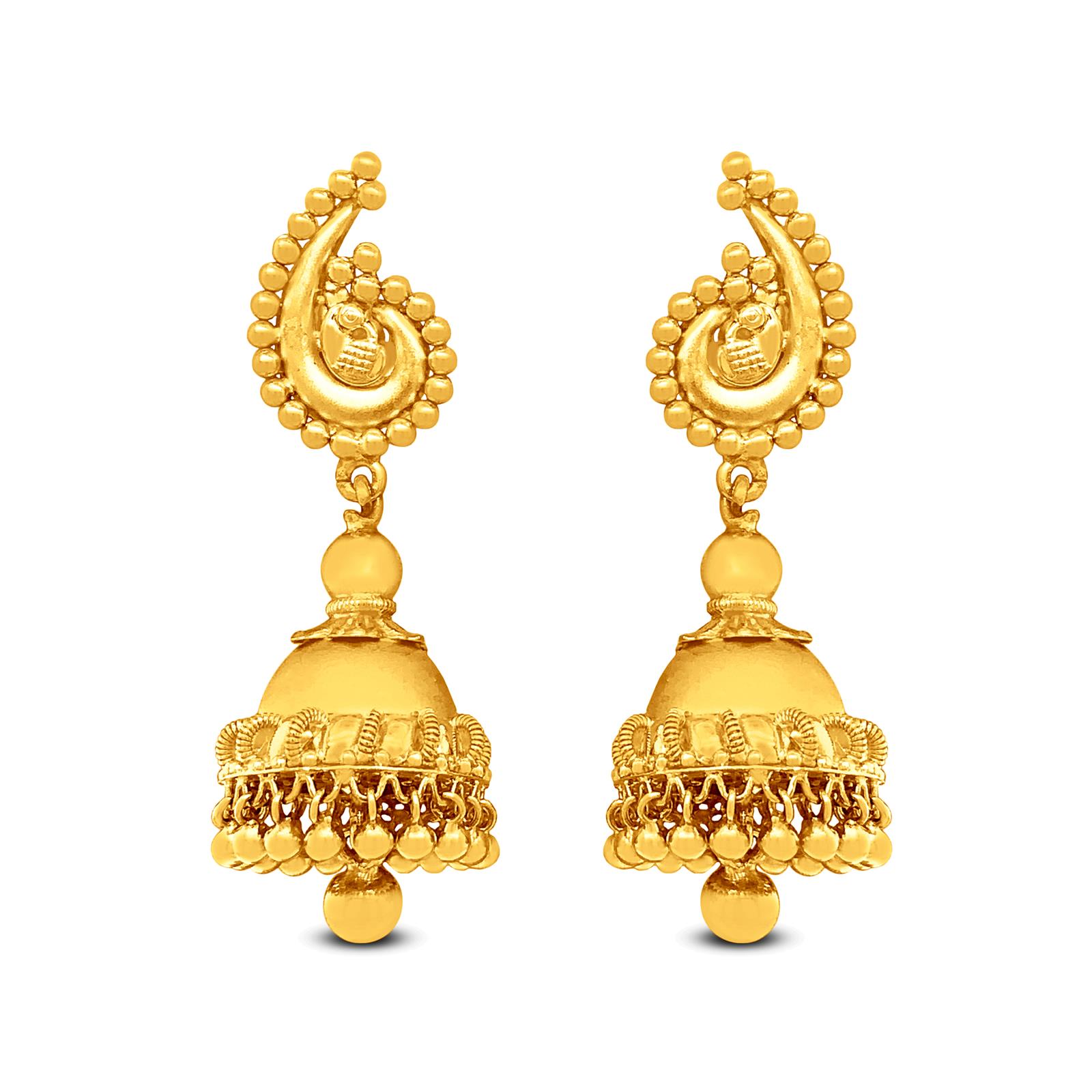 Gold jhumka earrings Small jhumki set for girls Traditional Indian everyday  — Discovered