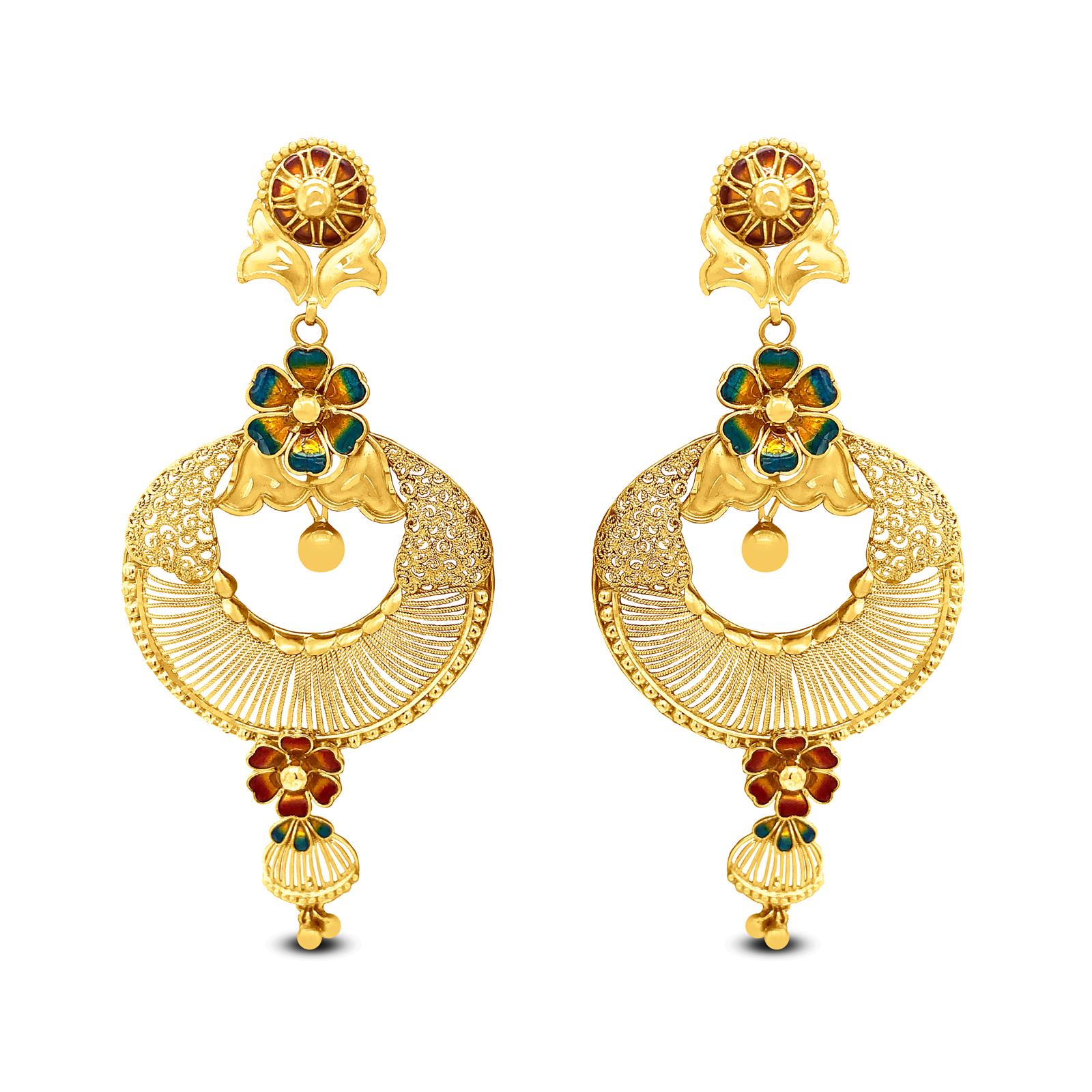 Light weight Gold Chandbali earrings | Art of Gold Jewellery, Coimbatore