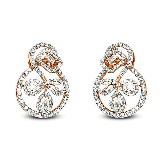 Platinum and 18K Rose Gold Pink Diamond Earrings