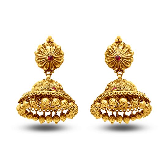 Senco Gold 22K Gold with Diamond Jhumka Earrings for Women, Yellow :  Amazon.in: Fashion