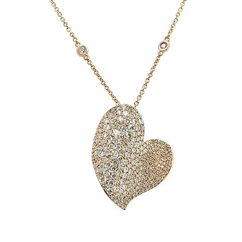 18k yellow gold diamond large heart necklace (inlcudes chain)
