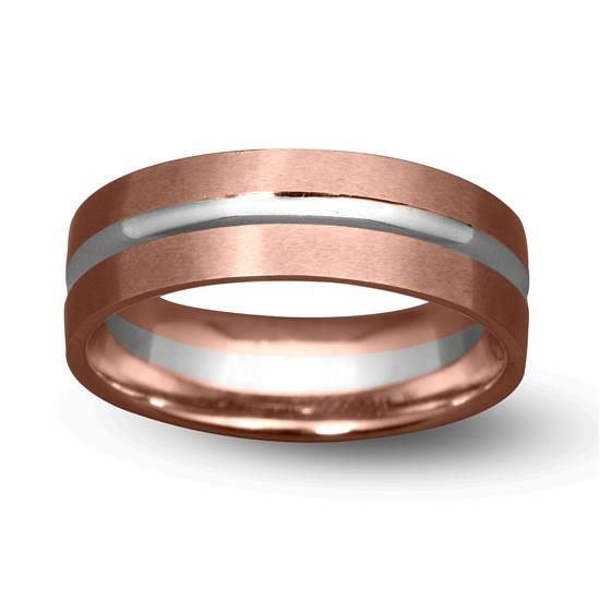 Men's Band Ring In 18K White And Rose Gold