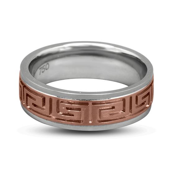 Pattern Band Ring In 18K White And Rose Gold