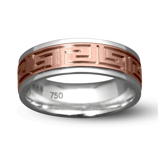 Pattern Band Ring In 18K White And Rose Gold