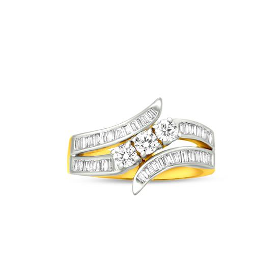 Bypass Diamond Ring In 18K Yellow Gold