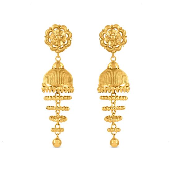 22K Gold Jhumkas (Buttalu) - Gold Dangle Earrings - 235-GJH2717 in 4.700  Grams