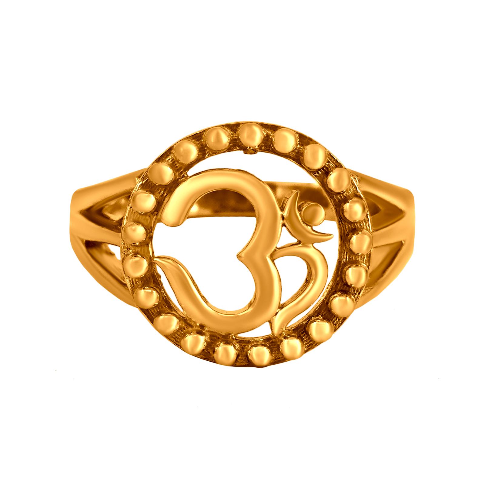 Round Om Design Gold Ring for Men - 22K | Virani Jewelers