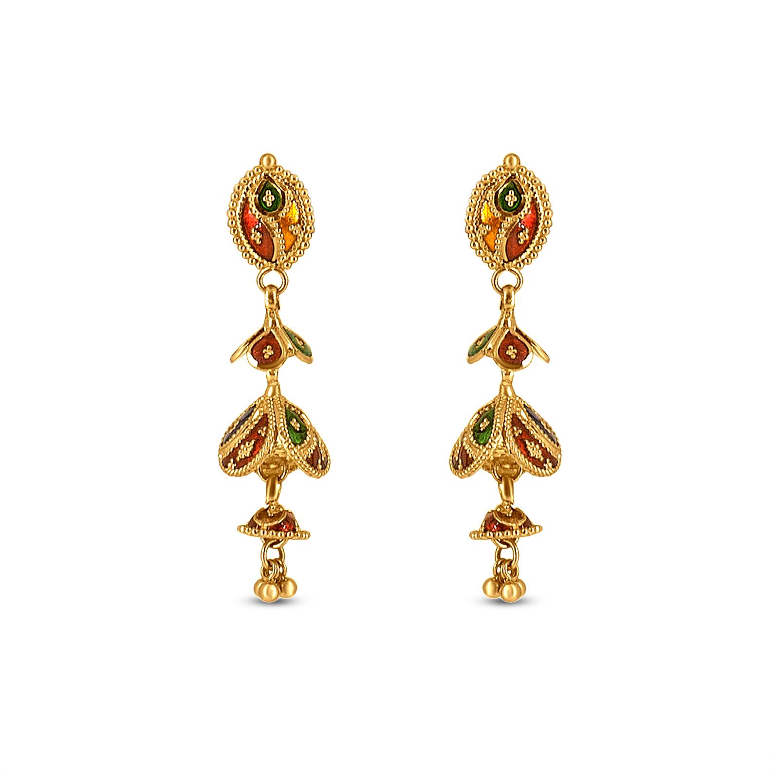 Meenakari clearance gold earrings