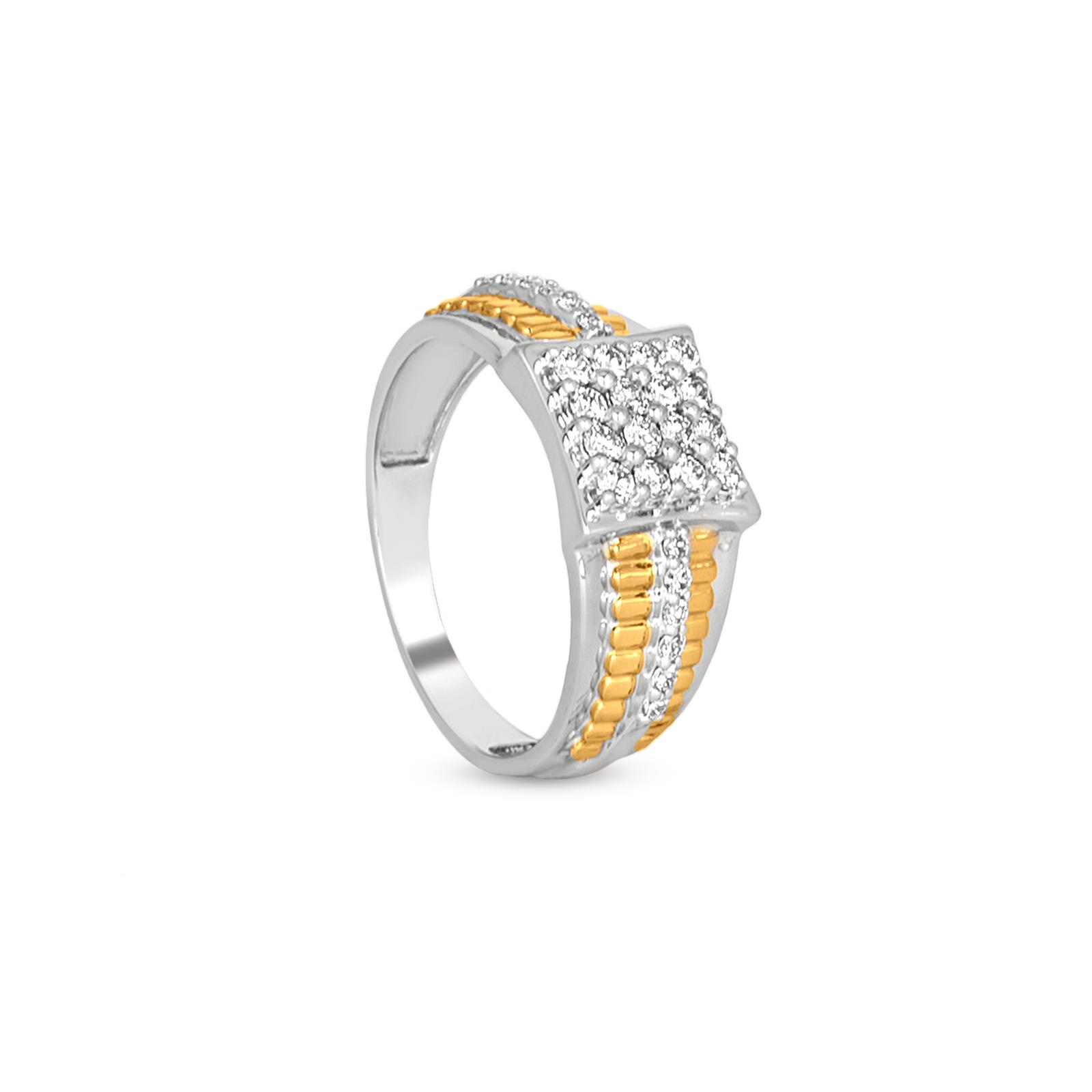 Buy quality 18Kt Yellow Gold Ring With Dual Diamond Star & double diamond  side lines in Surat