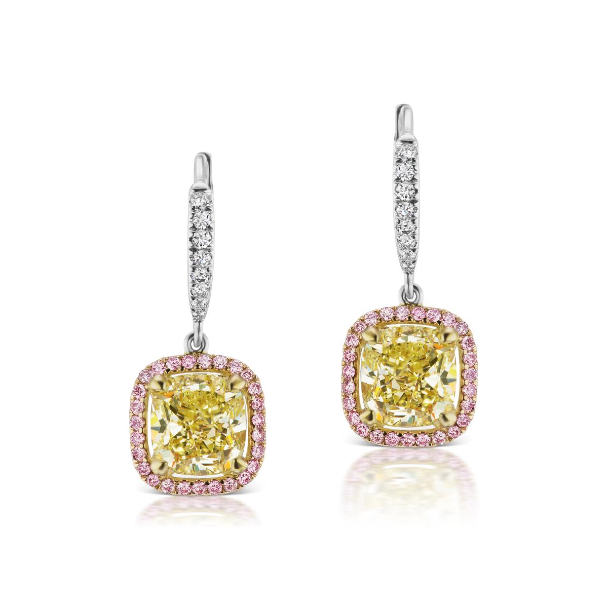 2 carat yellow diamond earrings