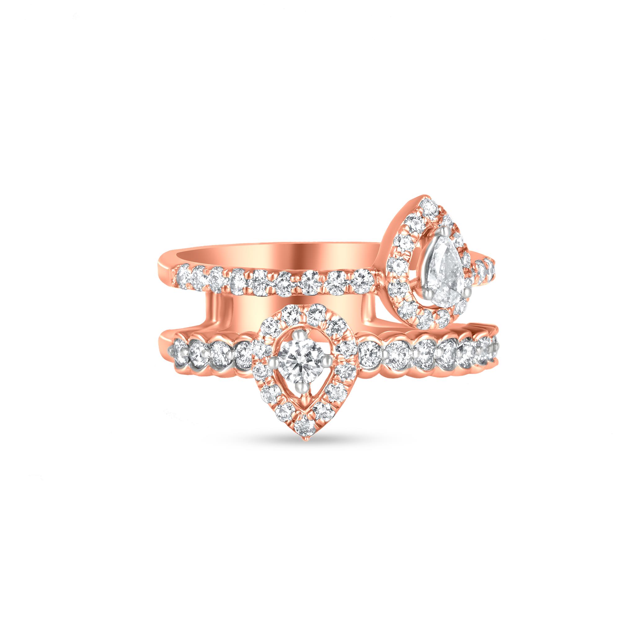 Buy 18k Rose Gold Dual Shank Diamond Band Ring Online | Madanji Meghraj