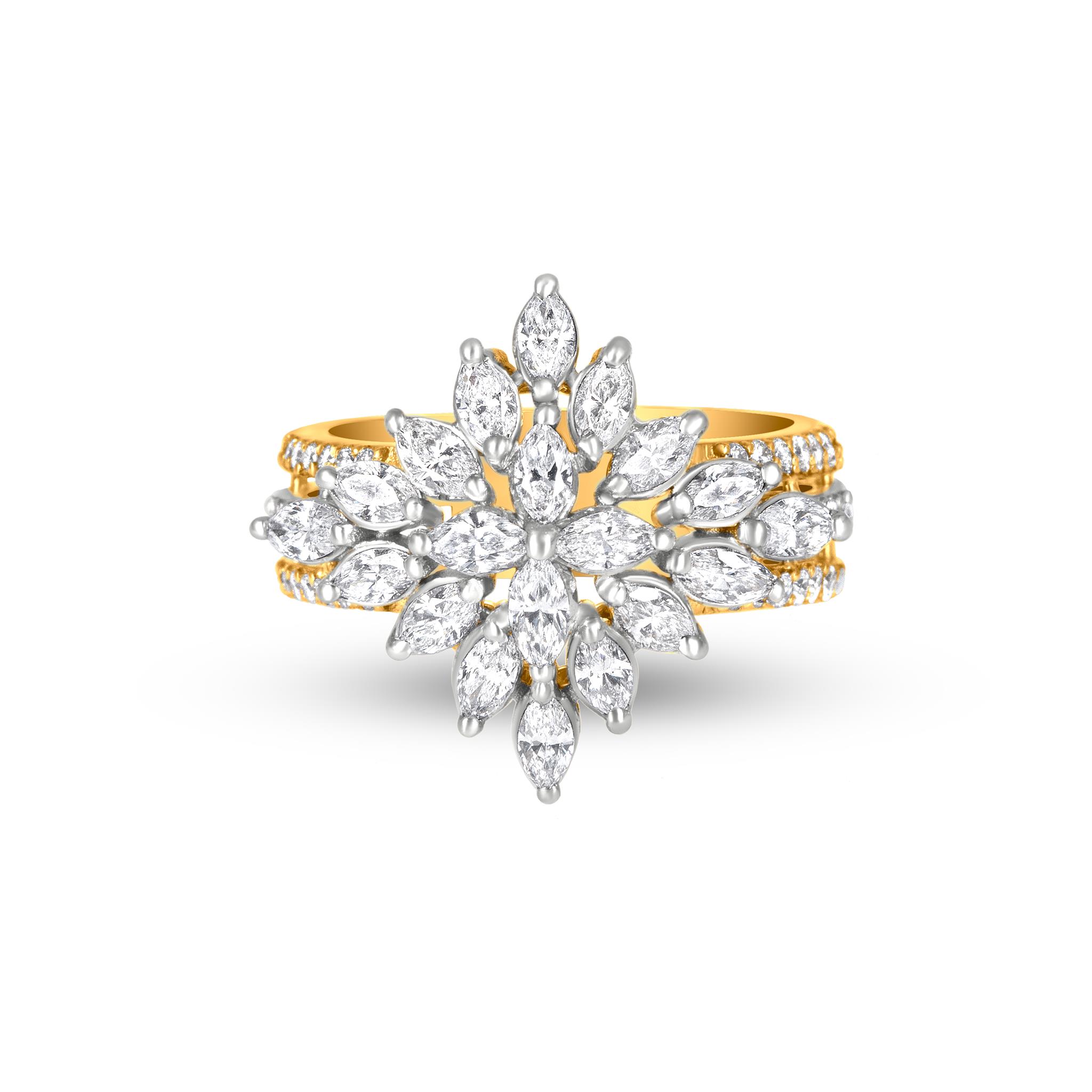 Jabel 18K White Gold Estate Diamond Floral Ring – Long's Jewelers