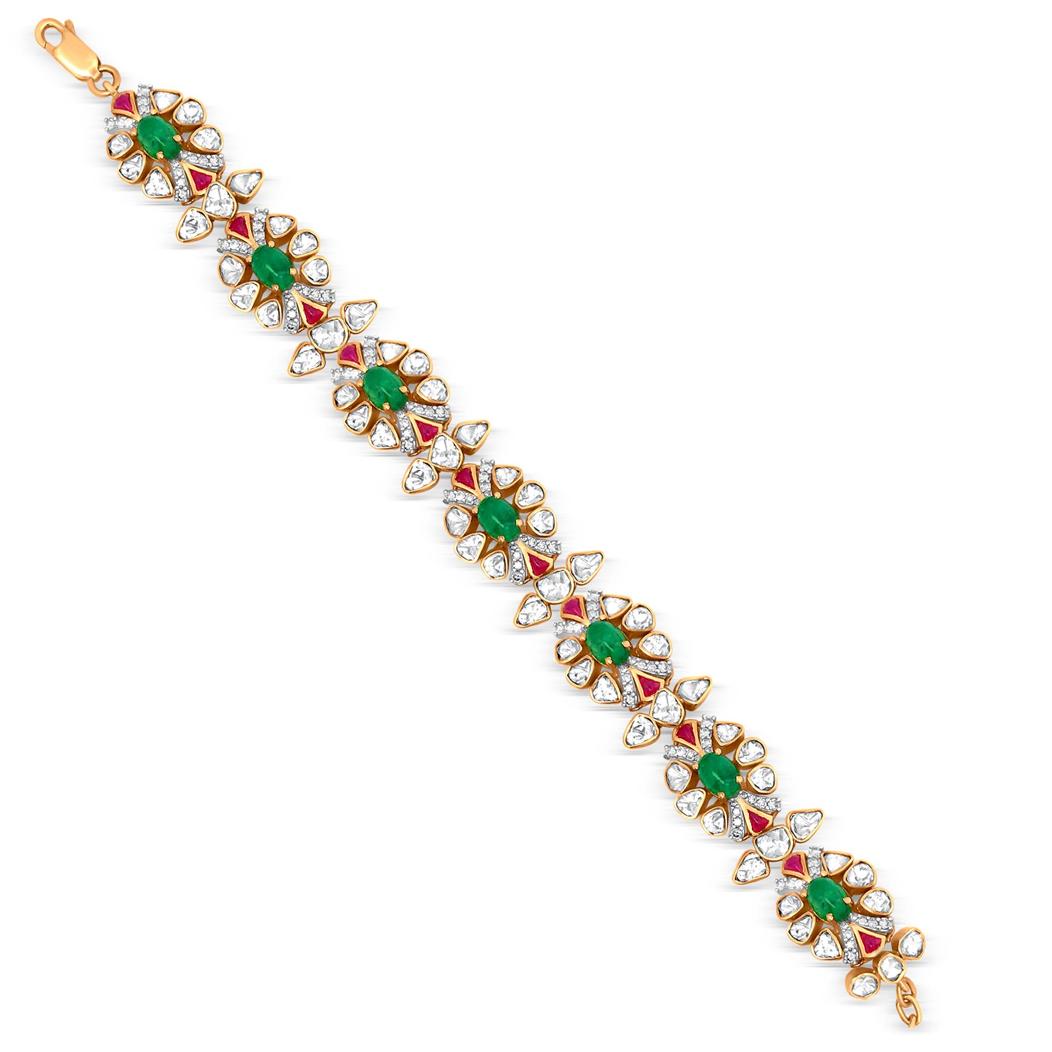 14K Gold Silver Emerald Irish Claddagh Bracelet