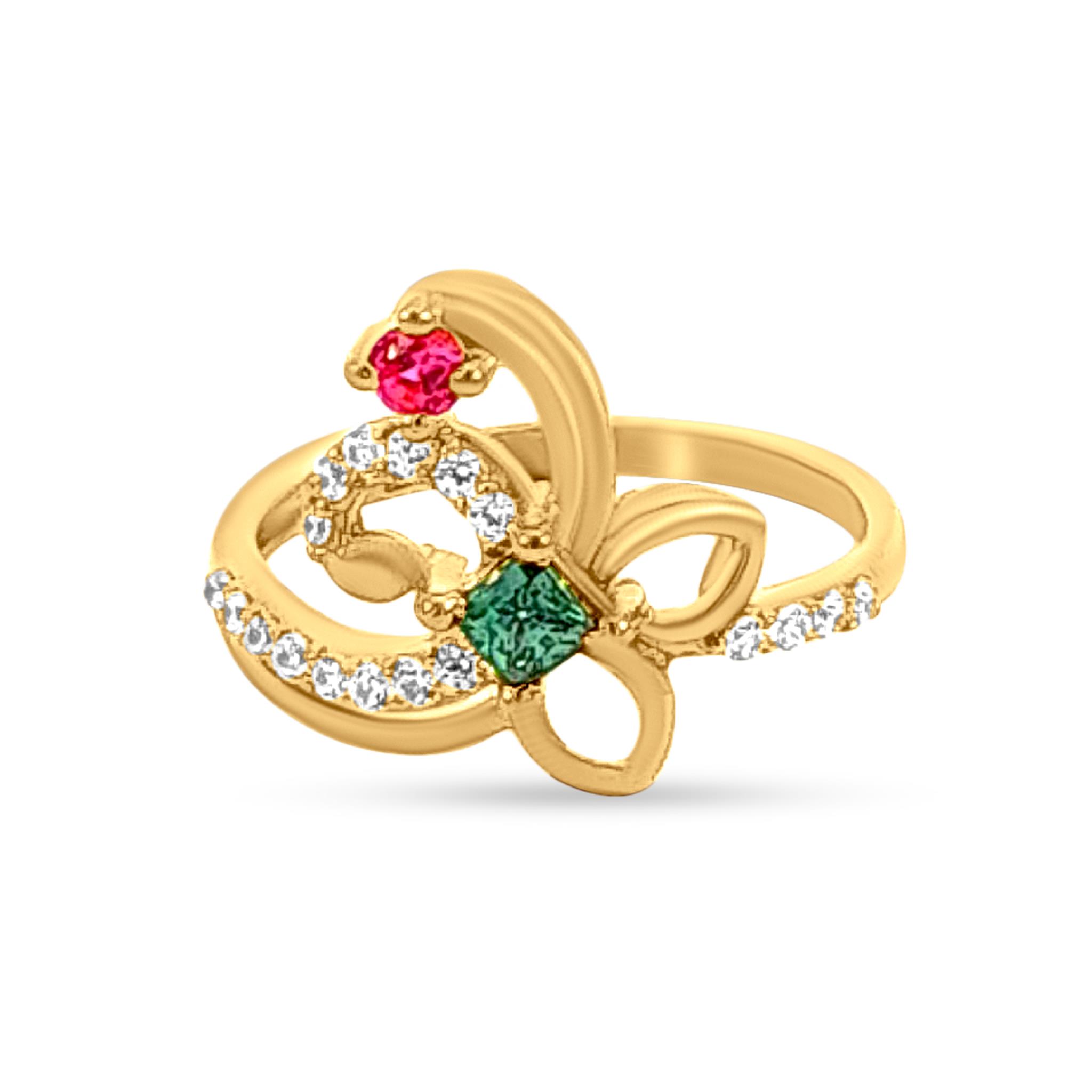 Female Luxury Yellow Golden Color Wedding Ring Vintage Green - Temu
