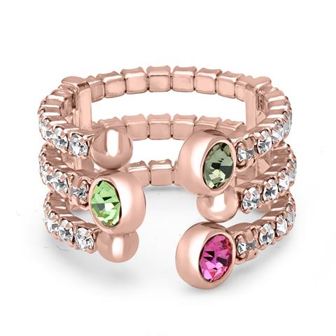 Joy Oktant Premier Austria Crystal Rose Gold fashion Three-row Band Ring