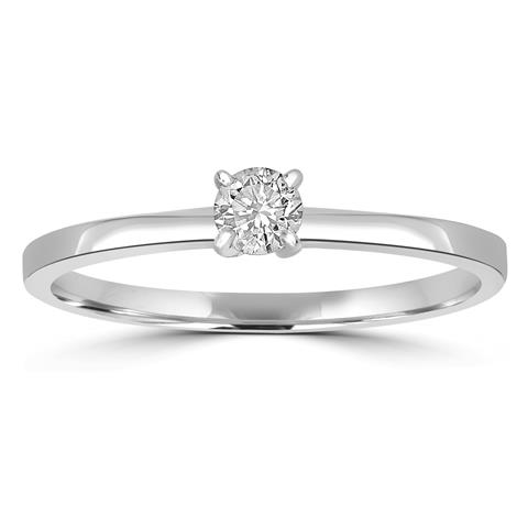 14K White Gold Solitaire Ring 0.20 Ct