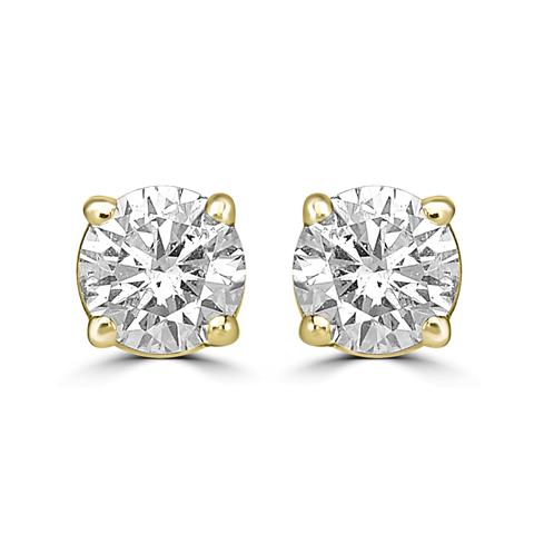 14K Yellow Gold Diamond Floral Stud Earrings 0.25 Ct