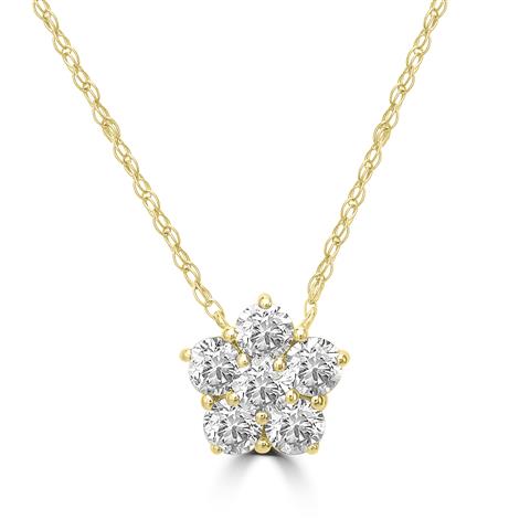 14K Yellow Gold Diamond Pendant Necklace 0.55 Ct