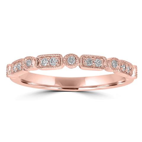 14K Rose Gold Diamond Ring 0.13 Ct